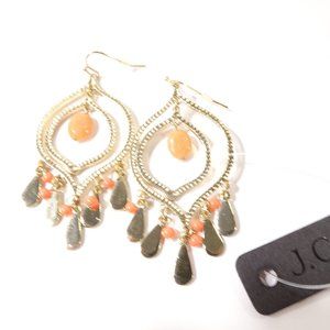 J.Crew Coral Drop Chandelier Earrings NWT 58